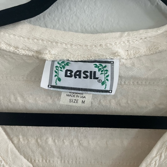 Vintage Basil Woman V-Neck Floral Embroidered 100% Cotton Sweater, Size L - Picture 5 of 7